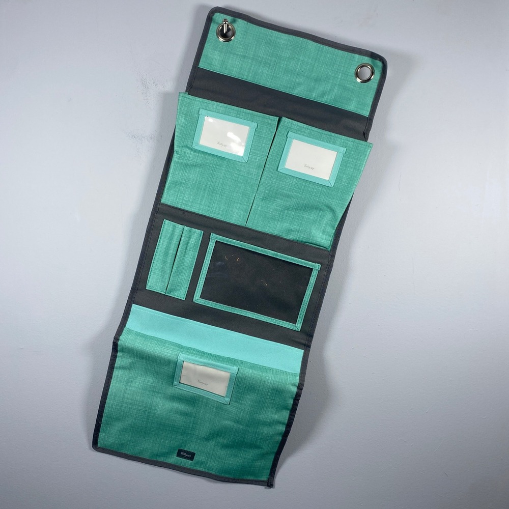 Thirty-One Hang Up Pocket Organizer Household Teal Grey Wall Storage Teacher